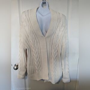 EUC Banana Republic Ivory Cable Knit Cardigan Sz L